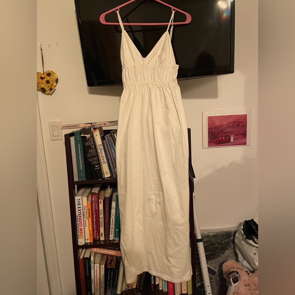 Reformation White Organic Cotton Maxi Dress, Classic Greek Style